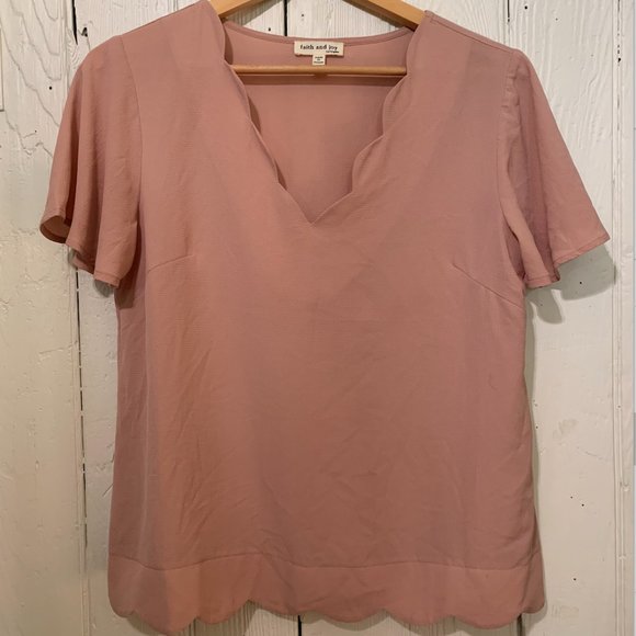 Faith and Joy Tops - Scalloped Neck Women's Blouse